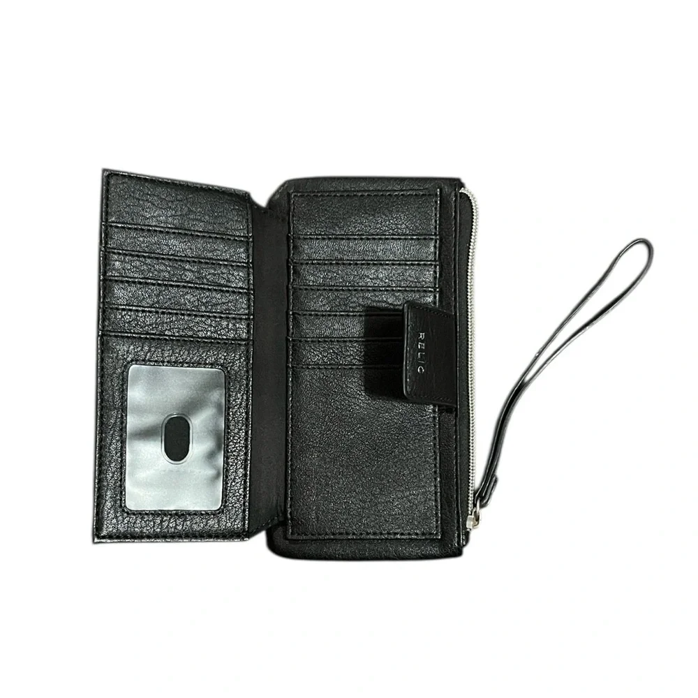 Relic by Fossil Black Faux Leather Chevron Wristlet Wallet